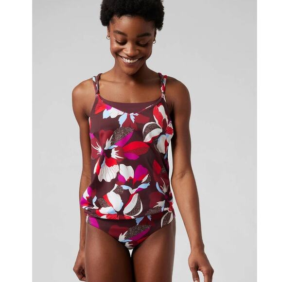 NWT Athleta Seascape Bra Cup Tankini - 34 D/DD - bloom decadent chocolate 34D/DD - Picture 1 of 5
